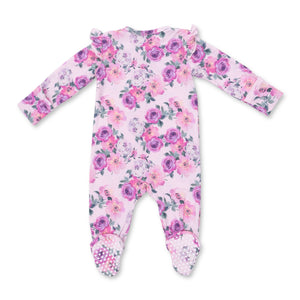 Angel Dear 2 Way Zipper Frill Sleeve Footie ~ Rose Abundance