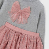 Mayoral Girls Bow Sweatshirt & Tulle Skirt Set ~ Makeup