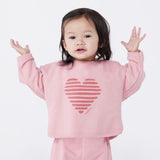 Petit Bateau Baby Heart Graphic Sweatshirt & Pants Set ~ Pink