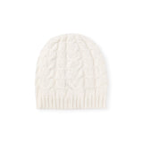 Elegant Baby Horseshoe Cable Knit Hat ~ Whisper White