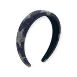 Bari Lynn Fully Crystalized Padded Headband ~ Navy/Silver Stars