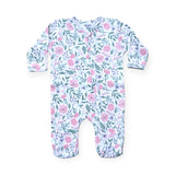 Baby Steps Watercolor Floral Footie ~ White Multi