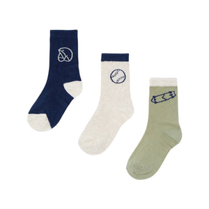 Mayoral Boys Socks Set of 3 ~ Sports/Pistachio