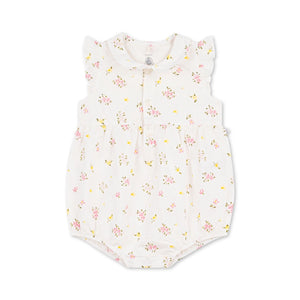 Petit Bateau Sleeveless Floral Print Bubble w/ Collar ~ White Multi