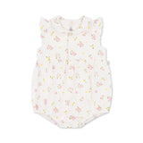 Petit Bateau Sleeveless Floral Print Bubble w/ Collar ~ White Multi