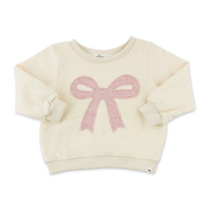 Oh Baby! Bow Applique Boxy Sweatshirt & Joggers Set ~ Sugar Cookie