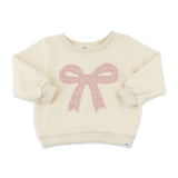 Oh Baby! Bow Applique Boxy Sweatshirt & Joggers Set ~ Sugar Cookie