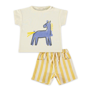 Babyclic s/s Graphic T-Shirt & Noe Stripes Shorts Set ~ Caballo/Lemon