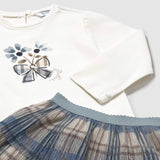 Mayoral Baby Girl Cardigan, l/s Tee & Skirt Set ~ Blue Bell