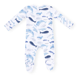 Angel Dear 2 Way Zipper Footie ~ Blue Whales