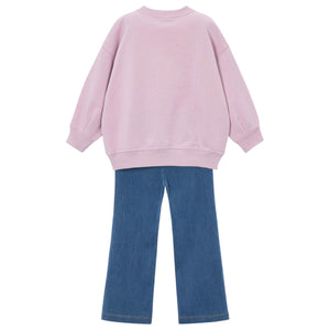 Mayoral Girls 3D Sweatshirt & Flared Leggings Set ~ Mauve