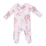 Angel Dear 2 Way Zipper Ruffle Back Footie ~ Painterly Rose Bouquets