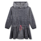 Billieblush Embellished Velvet l/s Hooded Dress ~ Charcoal