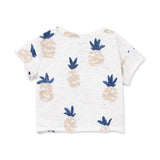 Play Up Baby Pineapple Print T-Shirt & Linen Shorts Set ~ White/Blue