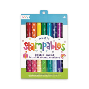 Ooly Stampables Double-Ended Stamp & Brush Markers ~ Set of 18