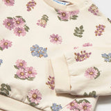 Mayoral Baby Girl Floral Print Sweatshirt & Embroidered Jeans Set ~ Soy/Dark Wash