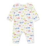 Petit Bateau l/s Cars Print Romper ~ White Multi