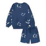 Molo Monti Sweatshirt & Amil Shorts Set ~ Big Smiles Blue