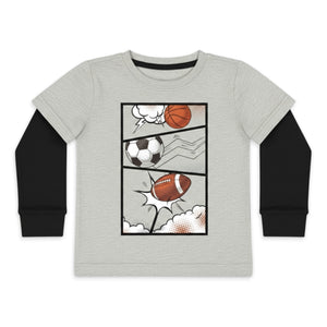 Mish Comic Sports 2fer l/s Tee ~ Oatmeal/Black