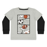 Mish Comic Sports 2fer l/s Tee ~ Oatmeal/Black
