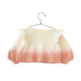 Play Up Baby Jacquard l/s Top & Linen Ruffle Shorts Set ~ Natural/Rose