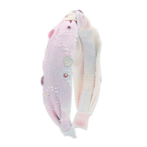 Bari Lynn Glitter Heart Tie Dye Denim Knot Headband