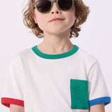 Petit Bateau Boys Contrast Trim s/s Pocket T-shirt ~ White