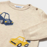 Mayoral Baby Boy Knit Cars Sweater ~ Heather Stone