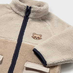 Mayoral Baby Boy Sherpa Jacket ~ Dark Taupe