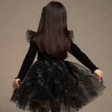 Petite Hailey l/s Mila Jewel Tutu Dress ~ Black