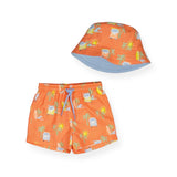 Mayoral Baby Boy Printed Swim Trunks & Bucket Hat Set ~ Surf Vans/Coral