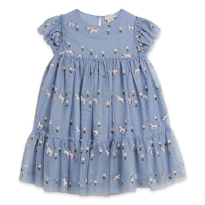 Stella McCartney Girls s/s Tulle Dress w/ Horses Embroidery ~ Blue