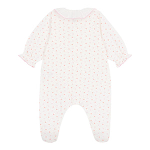 Petit Bateau Front Snap Multi Heart Print Footie w/ Collar ~ White Multi