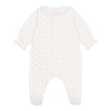 Petit Bateau Front Snap Multi Heart Print Footie w/ Collar ~ White Multi
