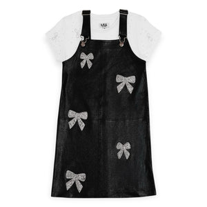 MIA New York s/s Top & Bow Overalls Dress Set ~ White/Black