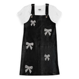 MIA New York s/s Top & Bow Overalls Dress Set ~ White/Black