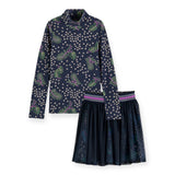 Scotch & Soda Girls Printed High Neck Top and Tulle Layered Skirt Set 7-12 ~ Leaves/Night