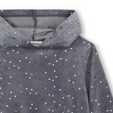 Billieblush Embellished Velvet l/s Hooded Dress ~ Charcoal