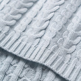 Elegant Baby Horseshoe Cable Knit Blanket ~ Pale Blue