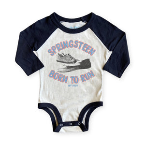 Rowdy Sprout Springsteen Born to Run Raglan l/s Onesie ~ White/Black