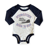 Rowdy Sprout Springsteen Born to Run Raglan l/s Onesie ~ White/Black