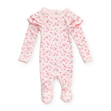 Tun Tun Grace Flutter Sleeve Footie ~ Floweret Baby Pink