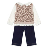 Mayoral Baby Girl Blouse w/ Attached Vest & Pants Set ~ Walnut