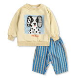 Bobo Choses Baby Van Dog Sweatshirt & New Hairline Striped Woven Pants Set ~ Yellow/Blue Multi