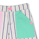 Billieblush Striped Collared s/s Shirt & Contrast Pocket Shorts Set ~ White/Blue