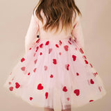 Petite Hailey l/s Heart Tutu Dress ~ Pink