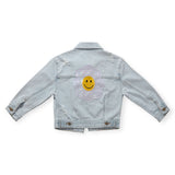 Petite Hailey Patched Denim Jacket ~ Daisy/Light Blue