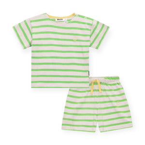 Molo Baby Eivor Shirt & Skie Shorts Set ~ Grass Stripe