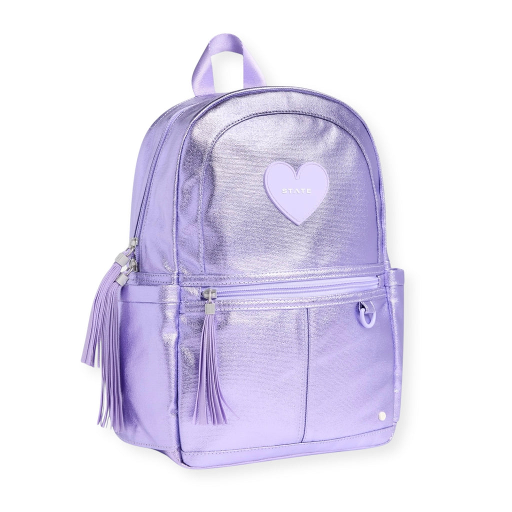 girls purple mini backpack State Bags Mini Kane Backpack ~ Lilac Heart – Born Yesterday