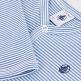 Petit Bateau Front Snap Stripe Footie ~ Blue/White
